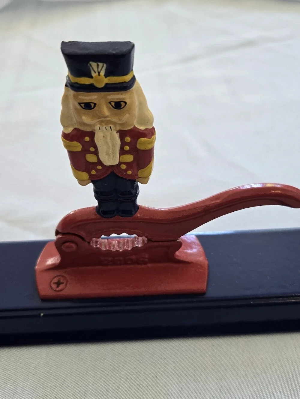 Vintage Houston Harvest Cast Iron Soldier Nutcracker Wood Base 2006